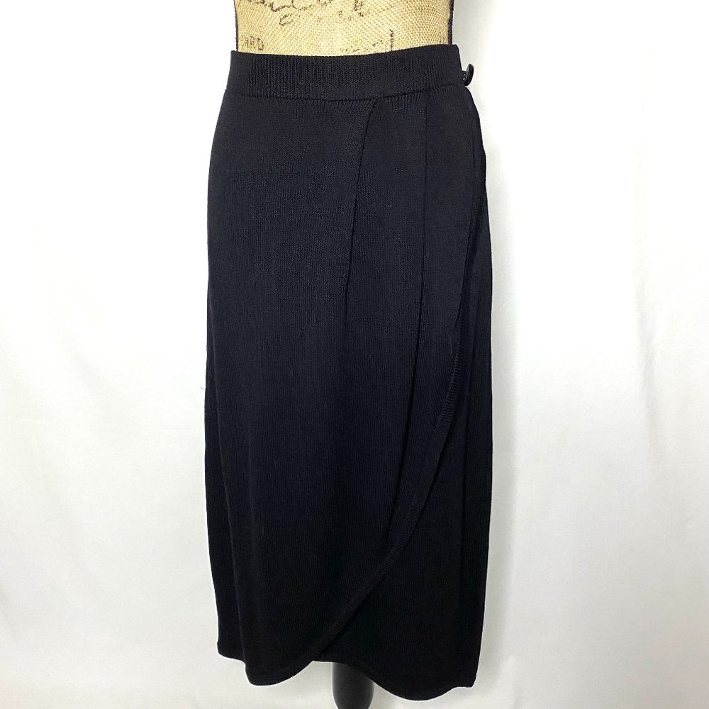 St. John Black Knit Pencil Skirt